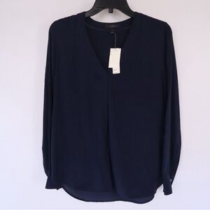 NWT J. Crew 100% Silk Navy Blouse